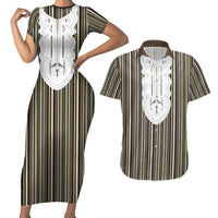 Liberia Brown Kpelle Traditional Pattern Couples Matching Short Sleeve Bodycon Dress and Hawaiian Shirt - Wonder Print Shop