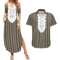 Liberia Brown Kpelle Traditional Pattern Couples Matching Summer Maxi Dress and Hawaiian Shirt - Wonder Print Shop