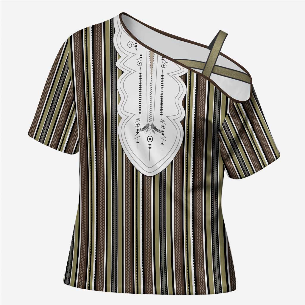 Liberia Brown Kpelle Traditional Pattern Cross Shoulder Shirt - Wonder Print Shop