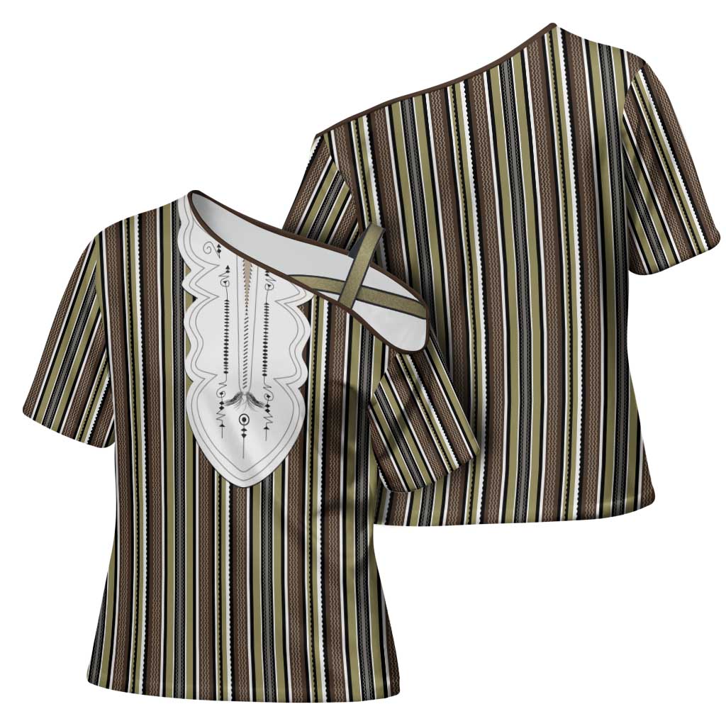 Liberia Brown Kpelle Traditional Pattern Cross Shoulder Shirt - Wonder Print Shop