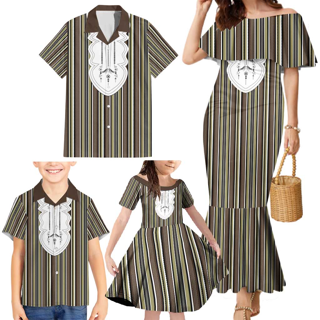 Liberia Brown Kpelle Traditional Pattern Family Matching Mermaid Dress and Hawaiian Shirt - Wonder Print Shop