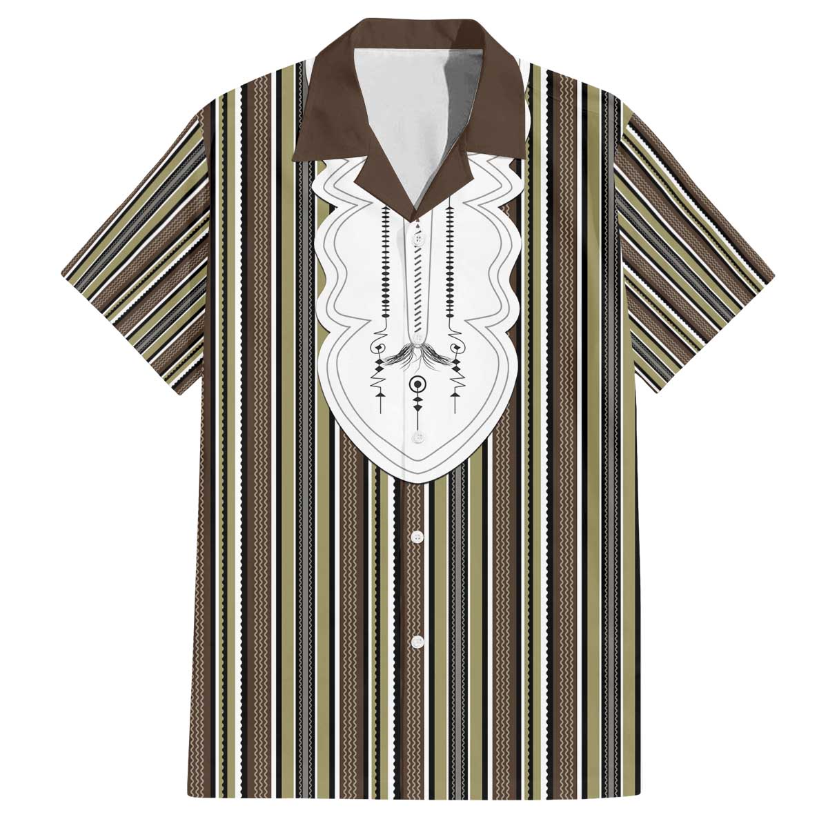 Liberia Brown Kpelle Traditional Pattern Family Matching Off The Shoulder Long Sleeve Dress and Hawaiian Shirt - Wonder Print Shop