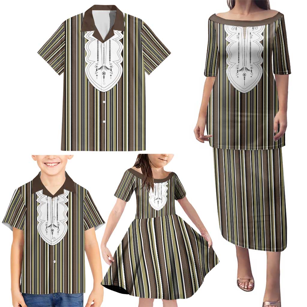 Liberia Brown Kpelle Traditional Pattern Family Matching Puletasi and Hawaiian Shirt - Wonder Print Shop