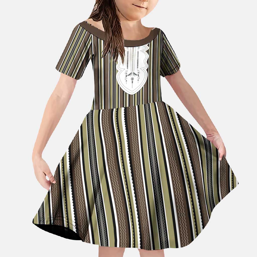 Liberia Brown Kpelle Traditional Pattern Family Matching Tank Maxi Dress and Hawaiian Shirt - Wonder Print Shop