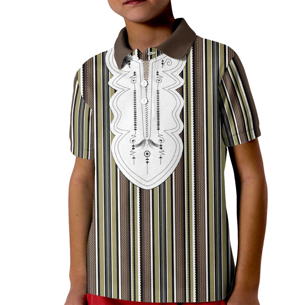 Liberia Brown Kpelle Traditional Pattern Kid Polo Shirt - Wonder Print Shop