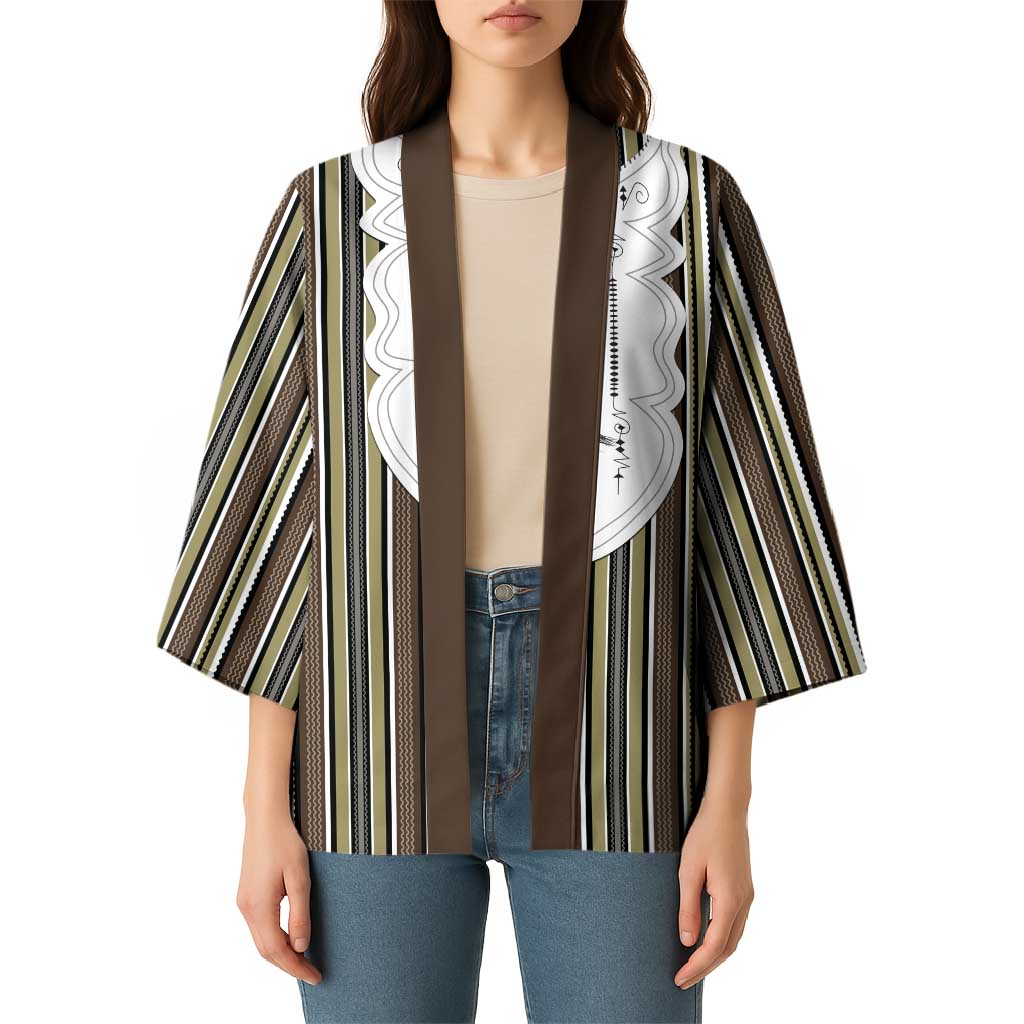 Liberia Brown Kpelle Traditional Pattern Kimono - Wonder Print Shop