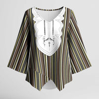 Liberia Brown Kpelle Traditional Pattern Kimono Sleeve Blouse - Wonder Print Shop