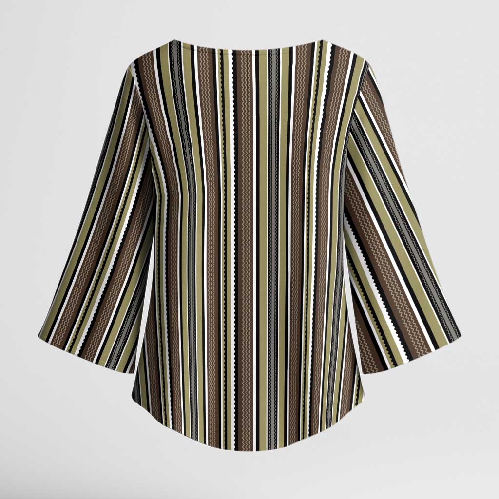 Liberia Brown Kpelle Traditional Pattern Kimono Sleeve Blouse - Wonder Print Shop