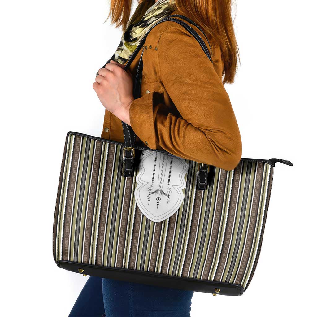 Liberia Brown Kpelle Traditional Pattern Leather Tote Bag - Wonder Print Shop