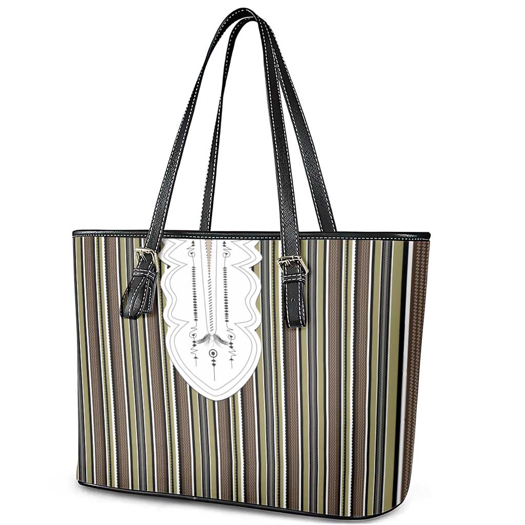Liberia Brown Kpelle Traditional Pattern Leather Tote Bag - Wonder Print Shop