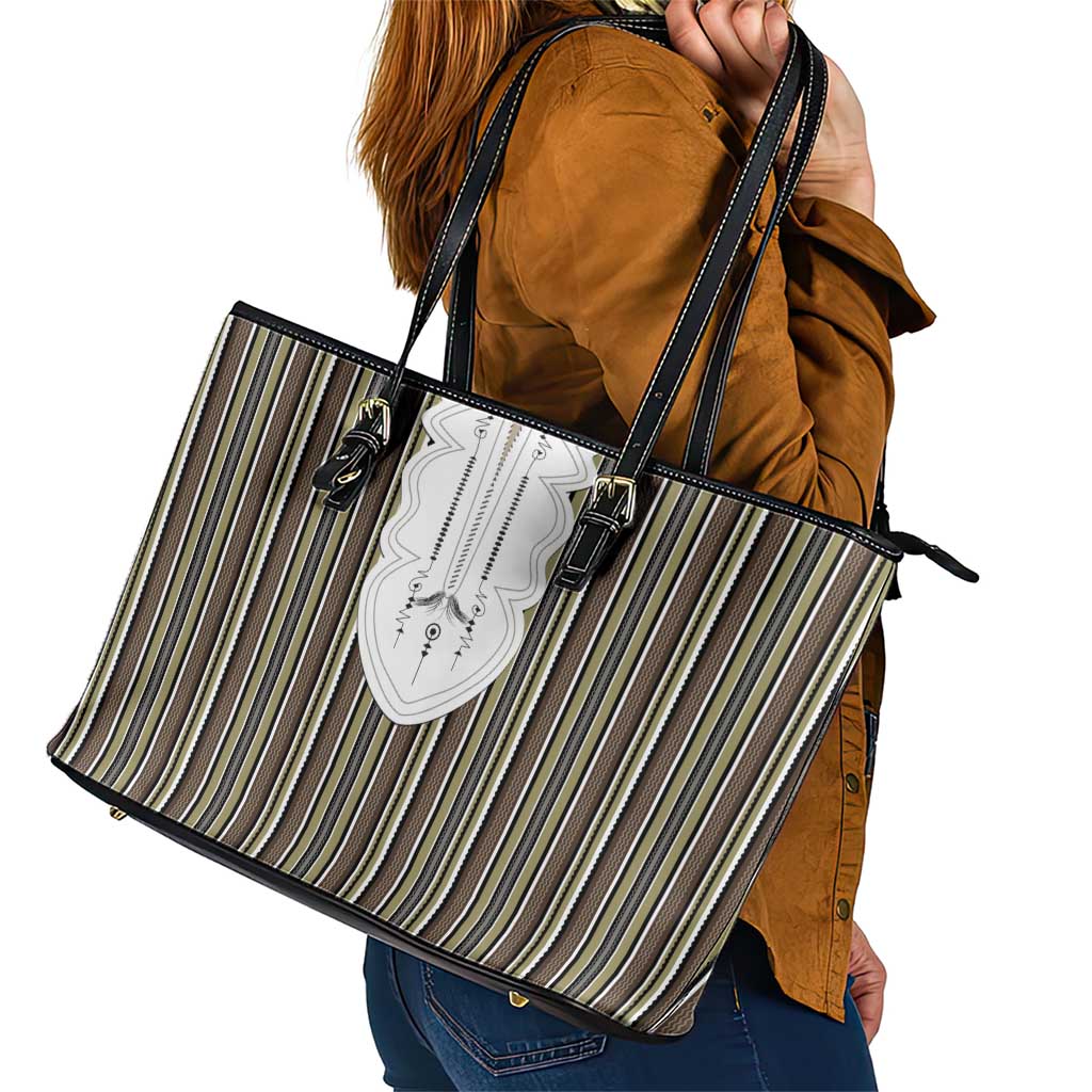 Liberia Brown Kpelle Traditional Pattern Leather Tote Bag - Wonder Print Shop