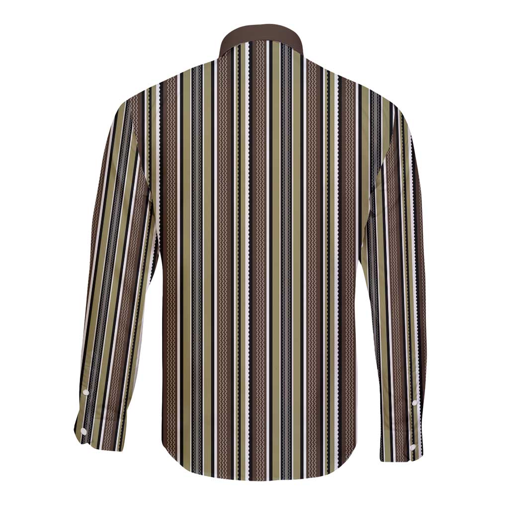 Liberia Brown Kpelle Traditional Pattern Long Sleeve Button Shirt - Wonder Print Shop