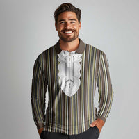 Liberia Brown Kpelle Traditional Pattern Long Sleeve Polo Shirt - Wonder Print Shop