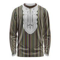 Liberia Brown Kpelle Traditional Pattern Long Sleeve Shirt - Wonder Print Shop