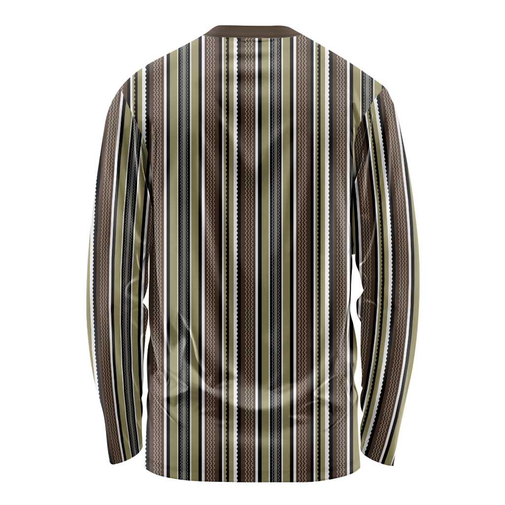 Liberia Brown Kpelle Traditional Pattern Long Sleeve Shirt - Wonder Print Shop