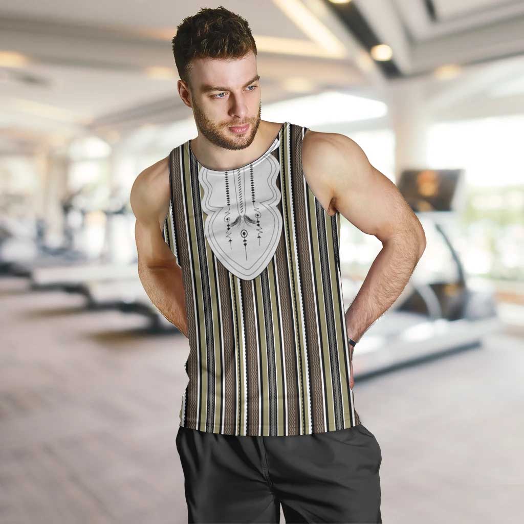 Liberia Brown Kpelle Traditional Pattern Men Tank Top - Wonder Print Shop
