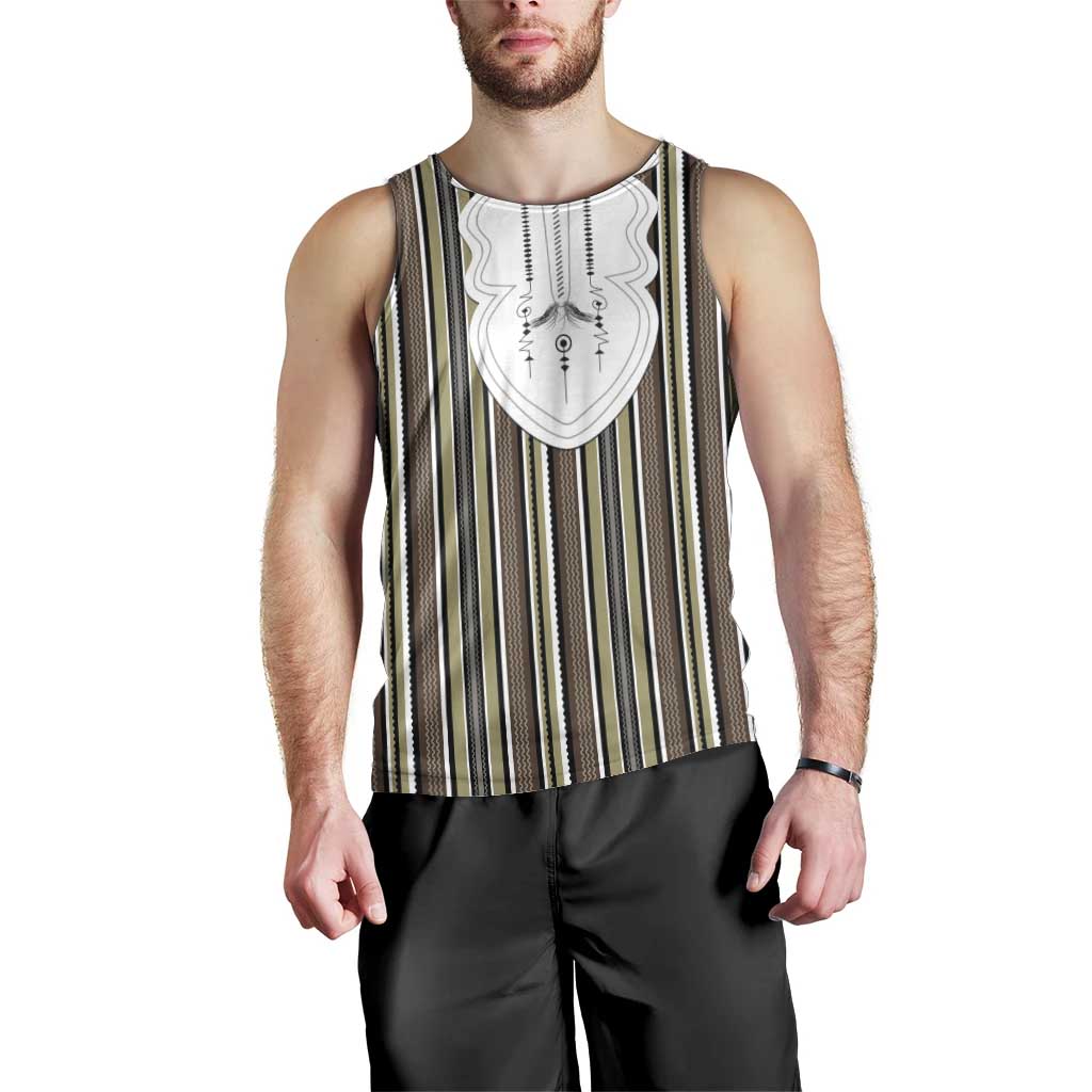 Liberia Brown Kpelle Traditional Pattern Men Tank Top - Wonder Print Shop