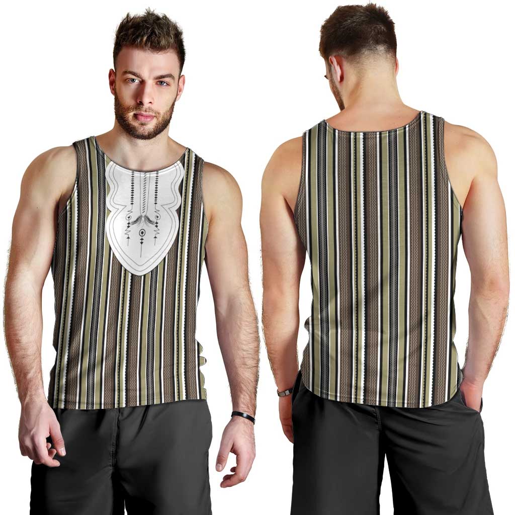 Liberia Brown Kpelle Traditional Pattern Men Tank Top - Wonder Print Shop