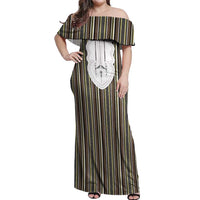 Liberia Brown Kpelle Traditional Pattern Off Shoulder Maxi Dress - Wonder Print Shop
