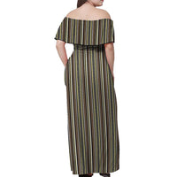Liberia Brown Kpelle Traditional Pattern Off Shoulder Maxi Dress - Wonder Print Shop