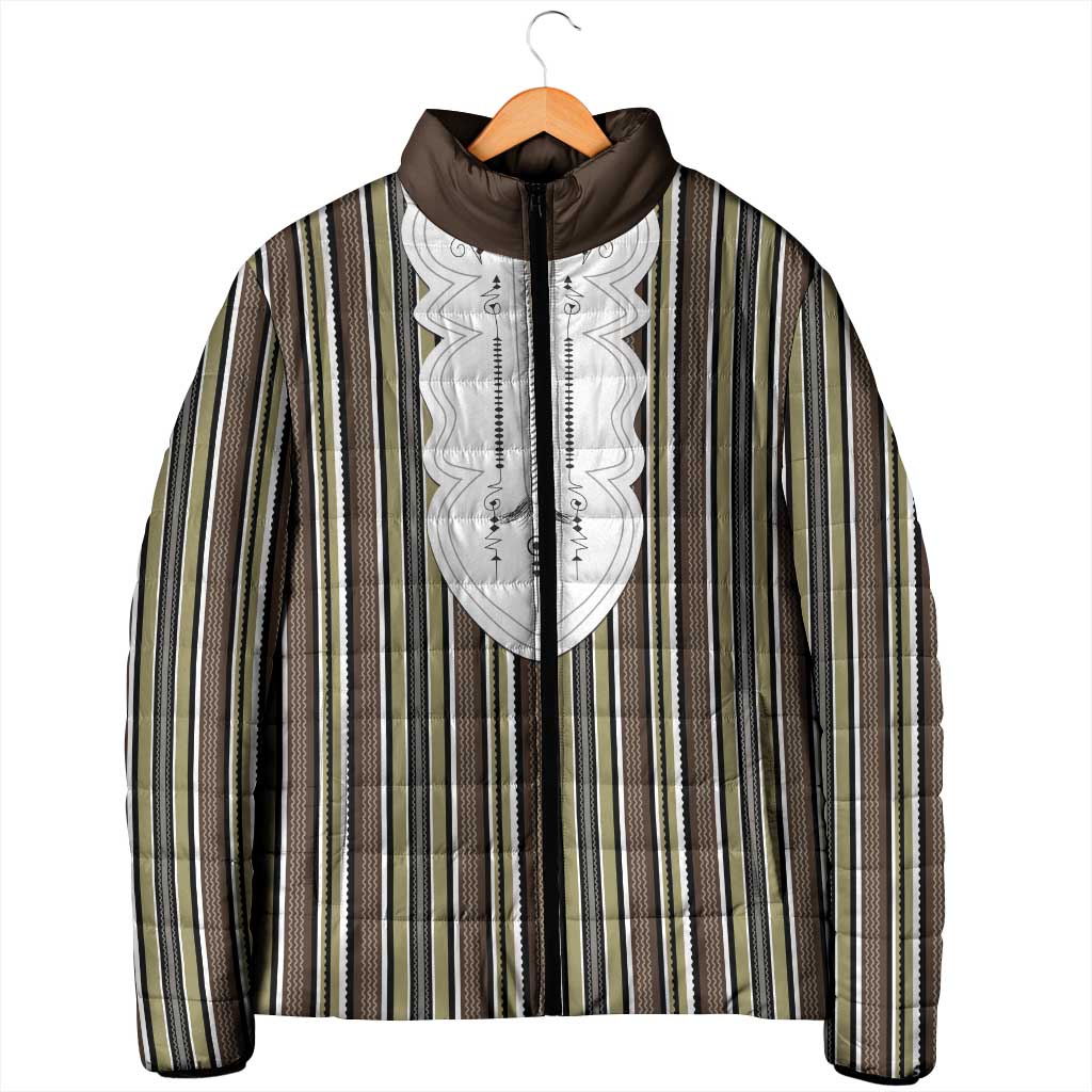 Liberia Brown Kpelle Traditional Pattern Padded Jacket - Wonder Print Shop