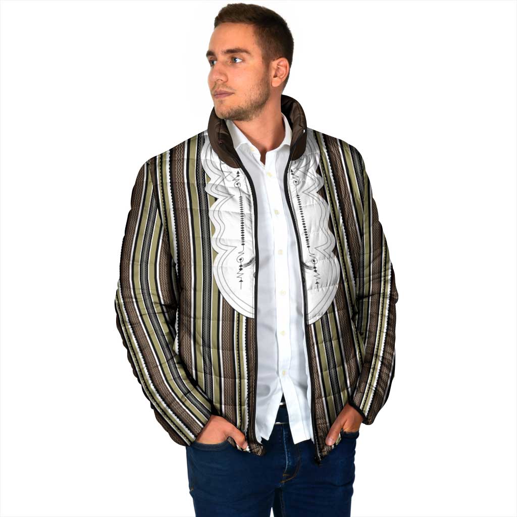 Liberia Brown Kpelle Traditional Pattern Padded Jacket - Wonder Print Shop