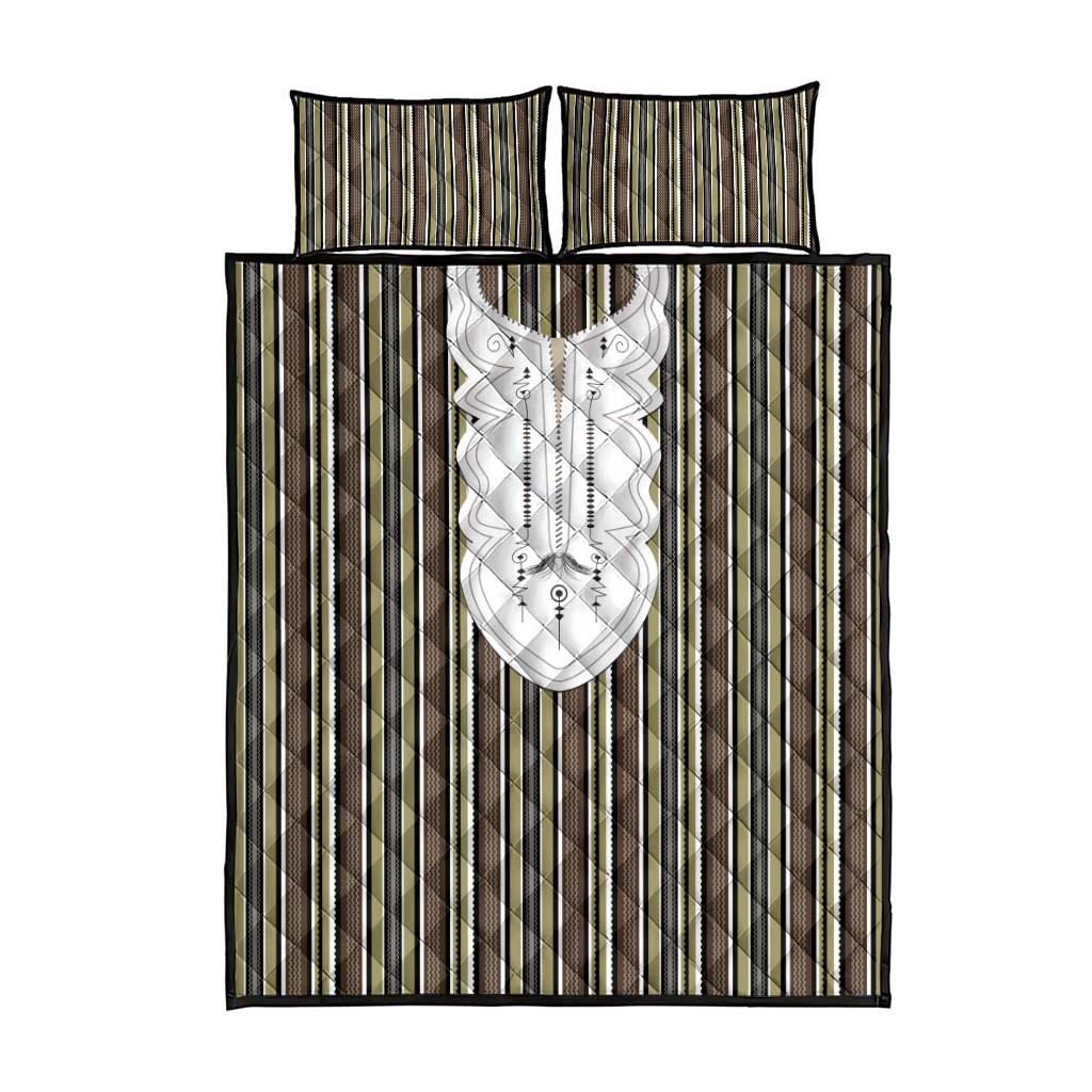 Liberia Brown Kpelle Traditional Pattern Quilt Bed Set - Wonder Print Shop