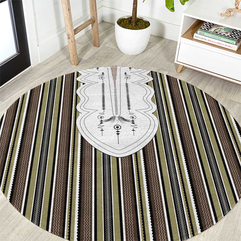 Liberia Brown Kpelle Traditional Pattern Round Carpet - Wonder Print Shop