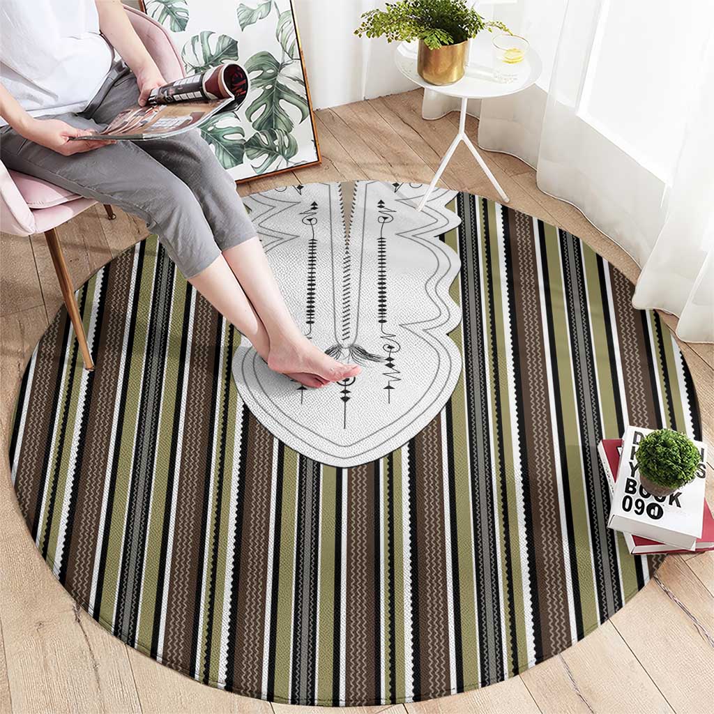 Liberia Brown Kpelle Traditional Pattern Round Carpet - Wonder Print Shop