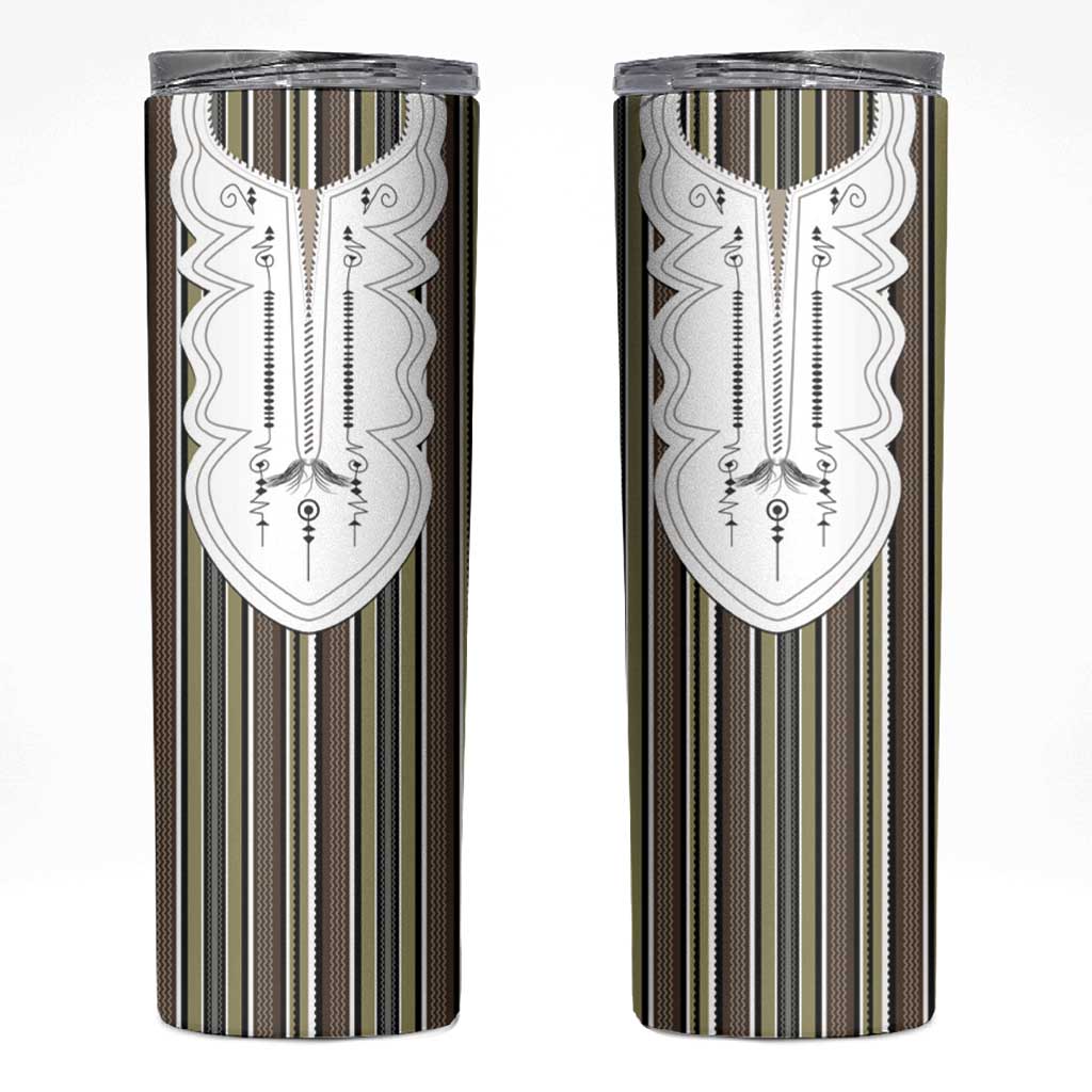 Liberia Brown Kpelle Traditional Pattern Skinny Tumbler - Wonder Print Shop