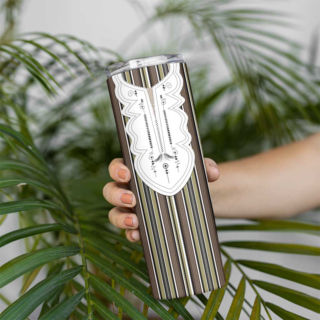 Liberia Brown Kpelle Traditional Pattern Skinny Tumbler - Wonder Print Shop