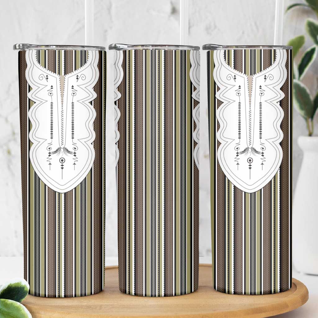 Liberia Brown Kpelle Traditional Pattern Skinny Tumbler - Wonder Print Shop