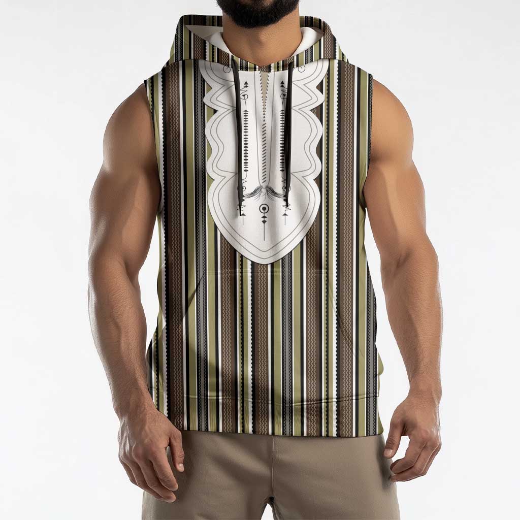Liberia Brown Kpelle Traditional Pattern Sleeveless Hoodie - Wonder Print Shop