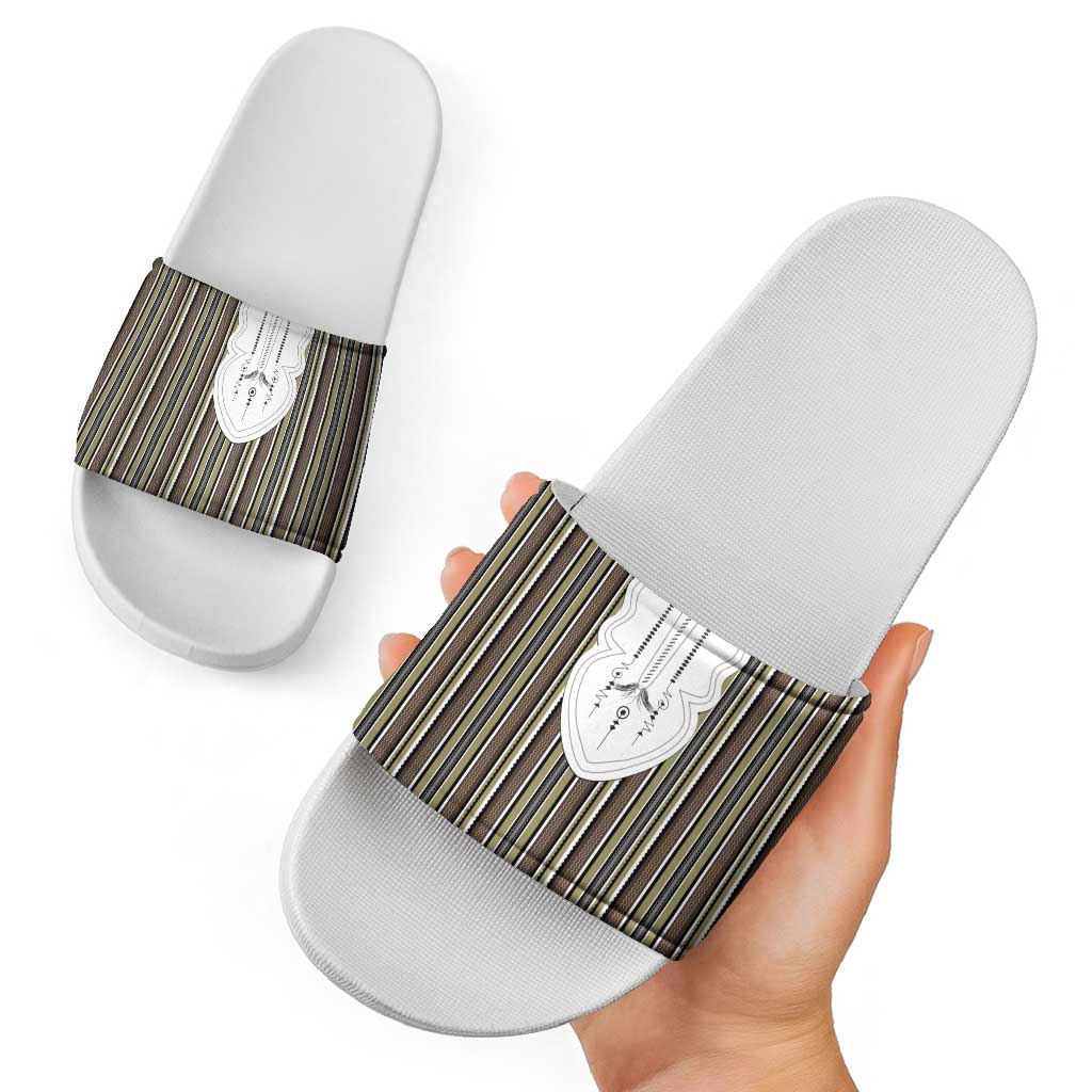 Liberia Brown Kpelle Traditional Pattern Slide Sandals - Wonder Print Shop