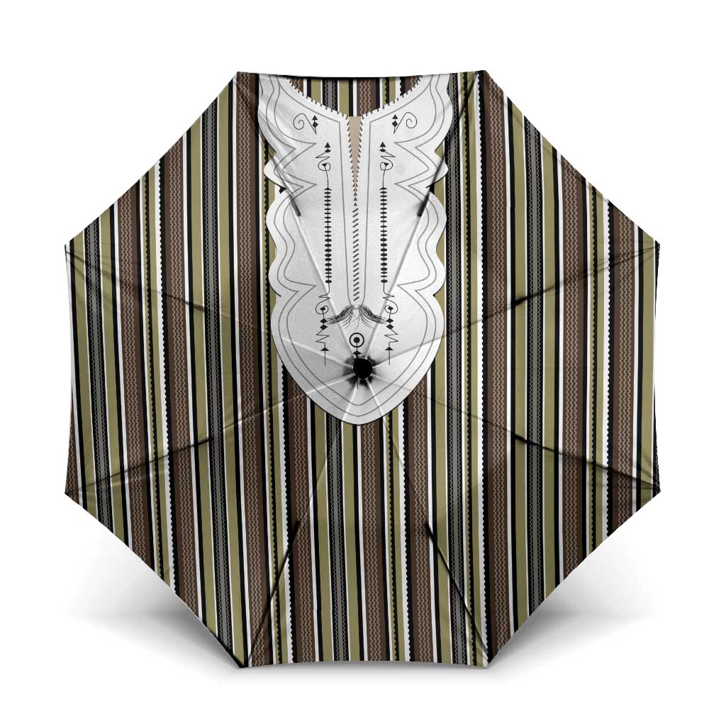 Liberia Brown Kpelle Traditional Pattern Umbrella - Wonder Print Shop