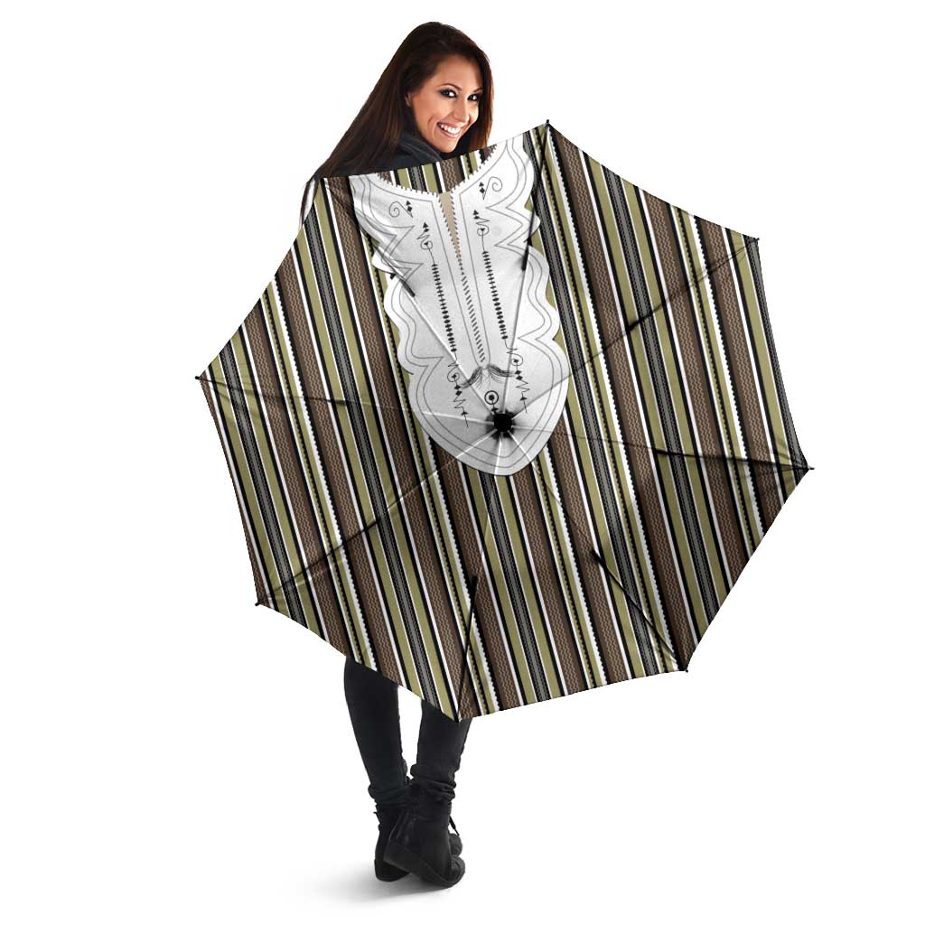 Liberia Brown Kpelle Traditional Pattern Umbrella - Wonder Print Shop