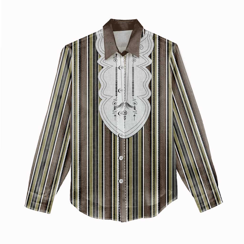 Liberia Brown Kpelle Traditional Pattern Women Casual Shirt - Wonder Print Shop