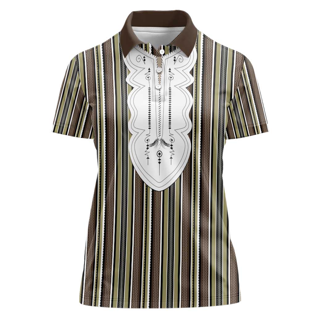 Liberia Brown Kpelle Traditional Pattern Women Polo Shirt - Wonder Print Shop