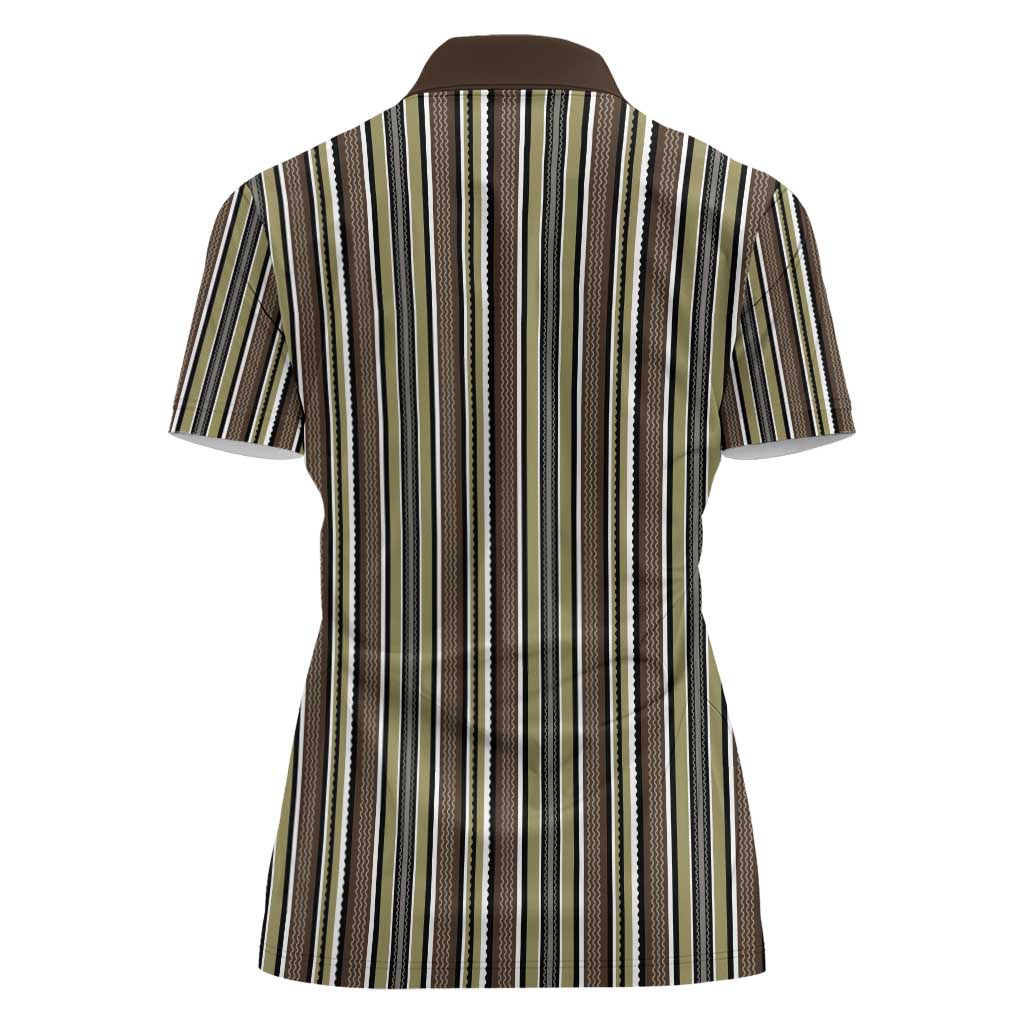 Liberia Brown Kpelle Traditional Pattern Women Polo Shirt - Wonder Print Shop