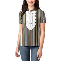 Liberia Brown Kpelle Traditional Pattern Women Polo Shirt - Wonder Print Shop