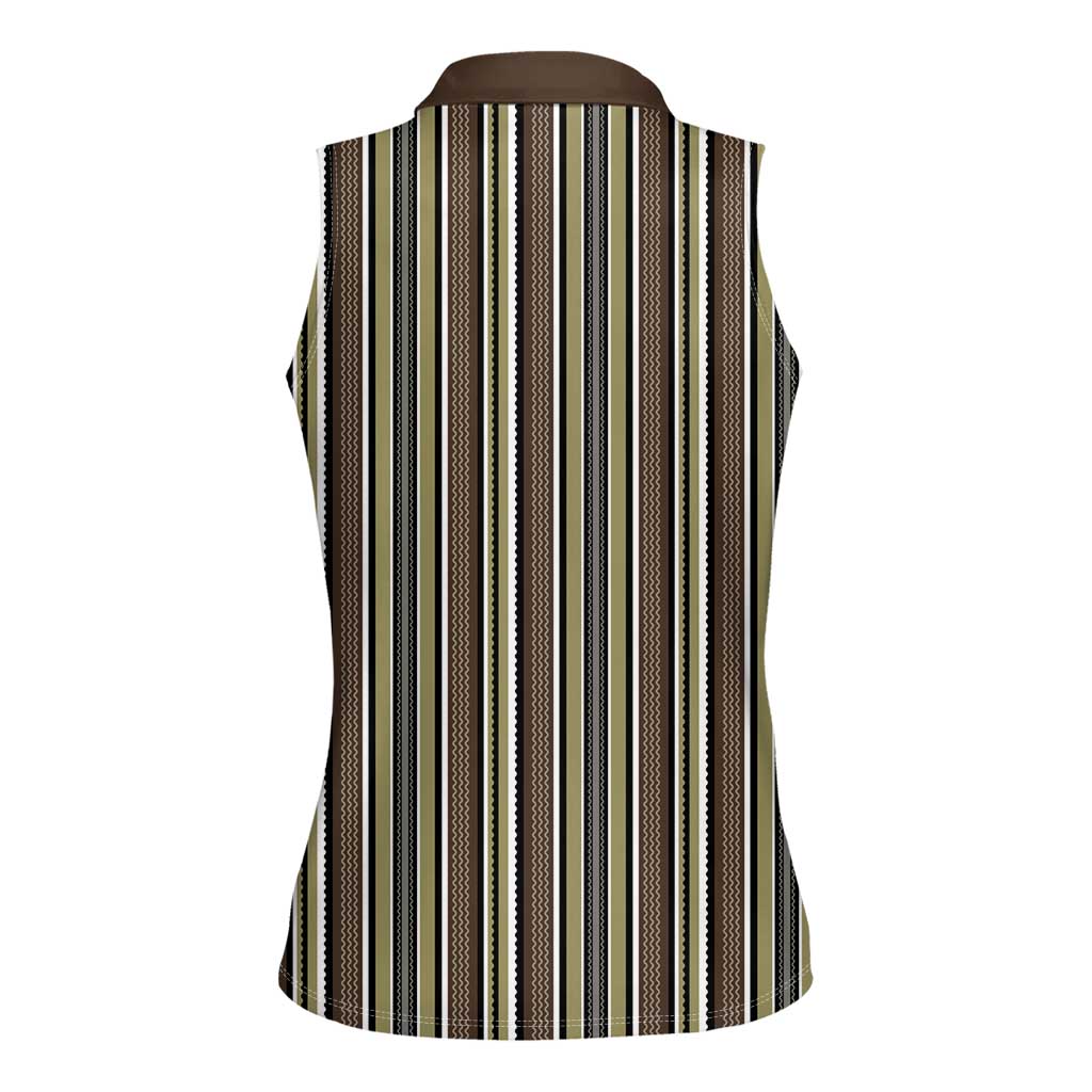 Liberia Brown Kpelle Traditional Pattern Women Sleeveless Polo Shirt - Wonder Print Shop