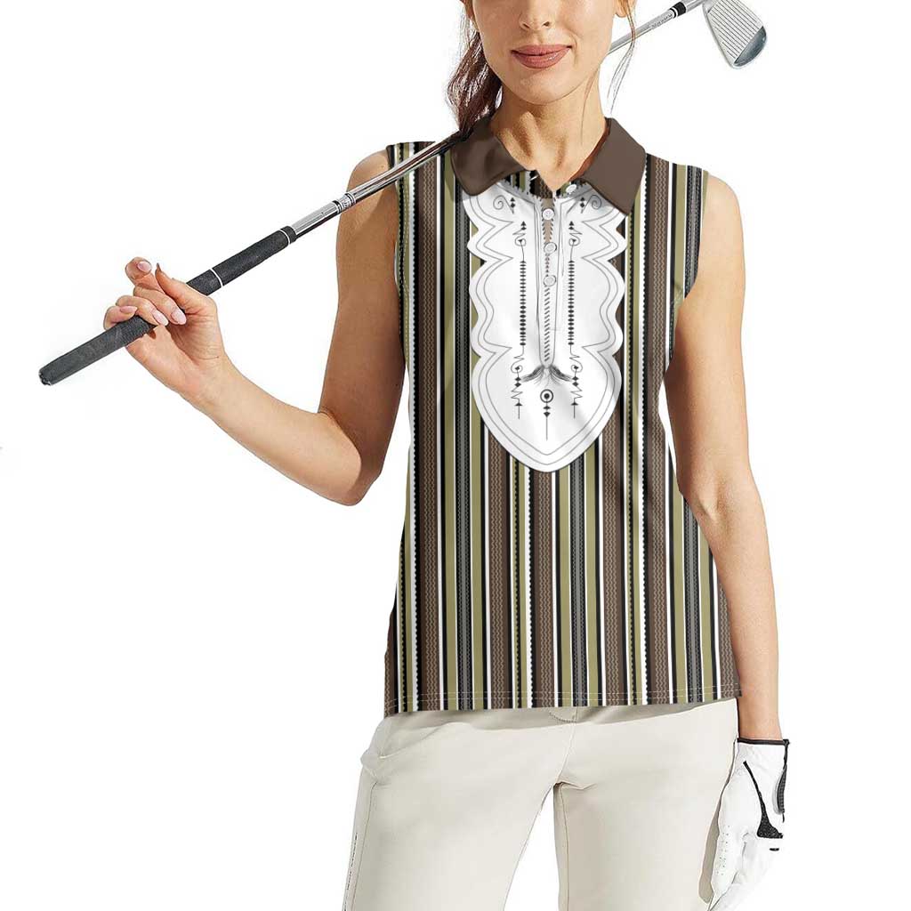 Liberia Brown Kpelle Traditional Pattern Women Sleeveless Polo Shirt - Wonder Print Shop