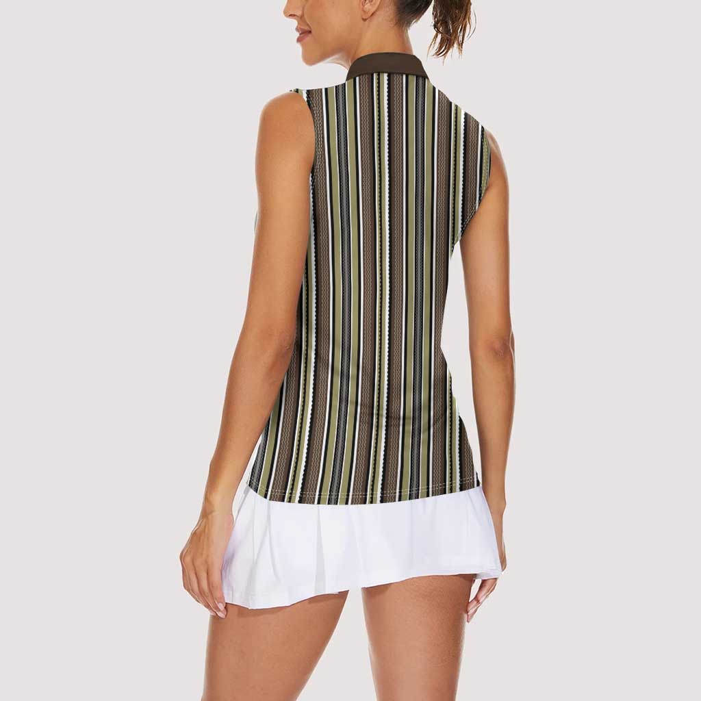 Liberia Brown Kpelle Traditional Pattern Women Sleeveless Polo Shirt - Wonder Print Shop