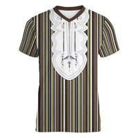 Liberia Brown Kpelle Traditional Pattern Women V-Neck T-Shirt - Wonder Print Shop