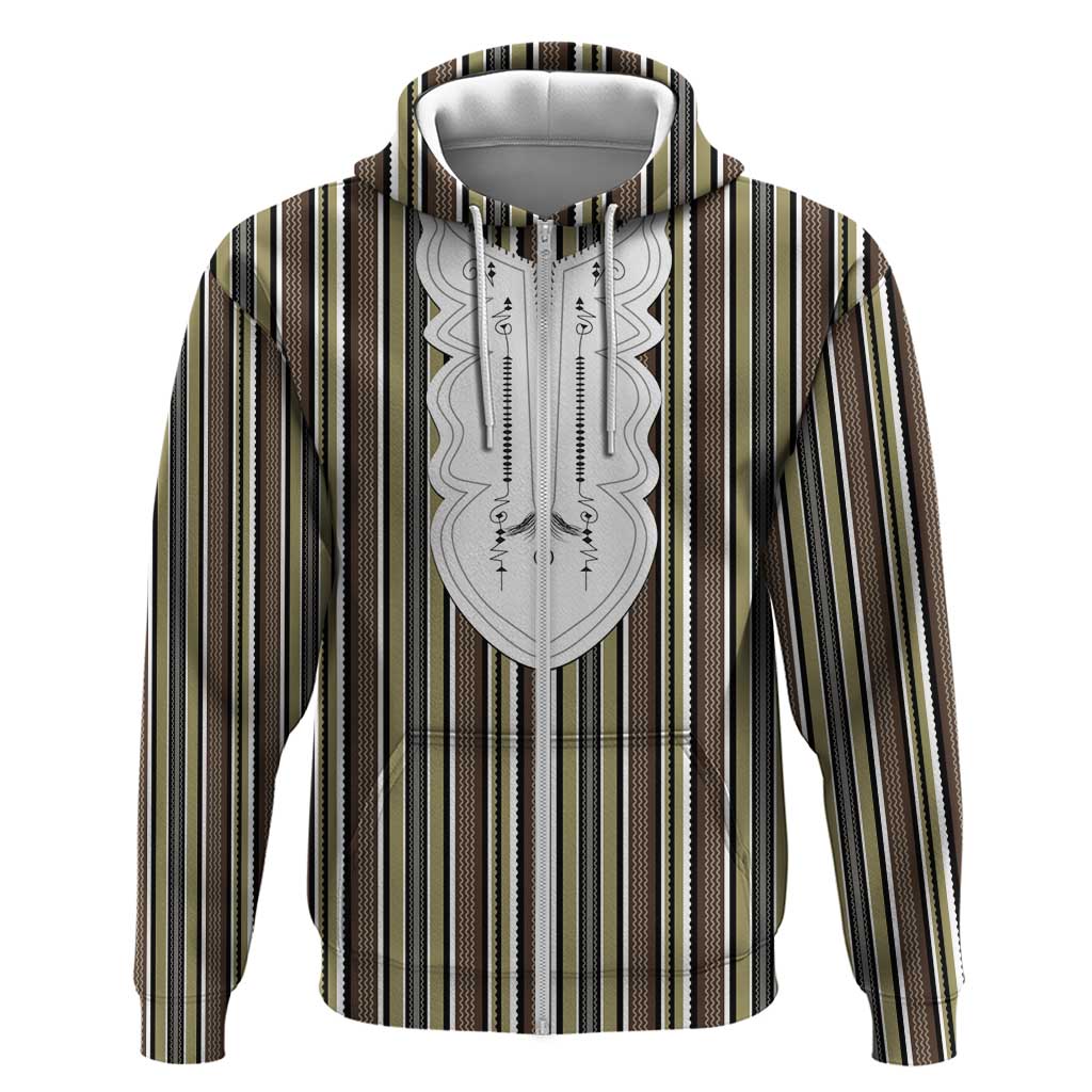 Liberia Brown Kpelle Traditional Pattern Zip Hoodie - Wonder Print Shop