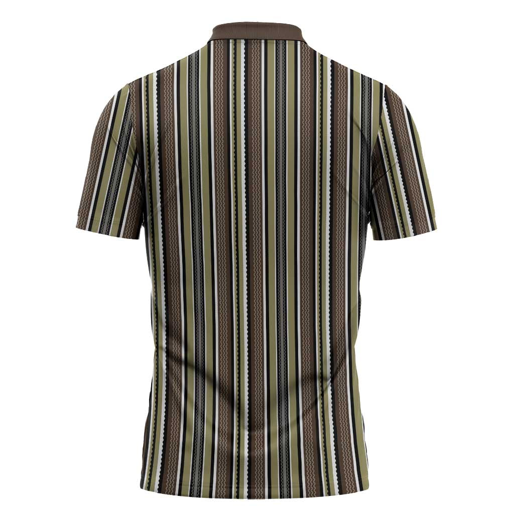 Liberia Brown Kpelle Traditional Pattern Zipper Polo Shirt - Wonder Print Shop