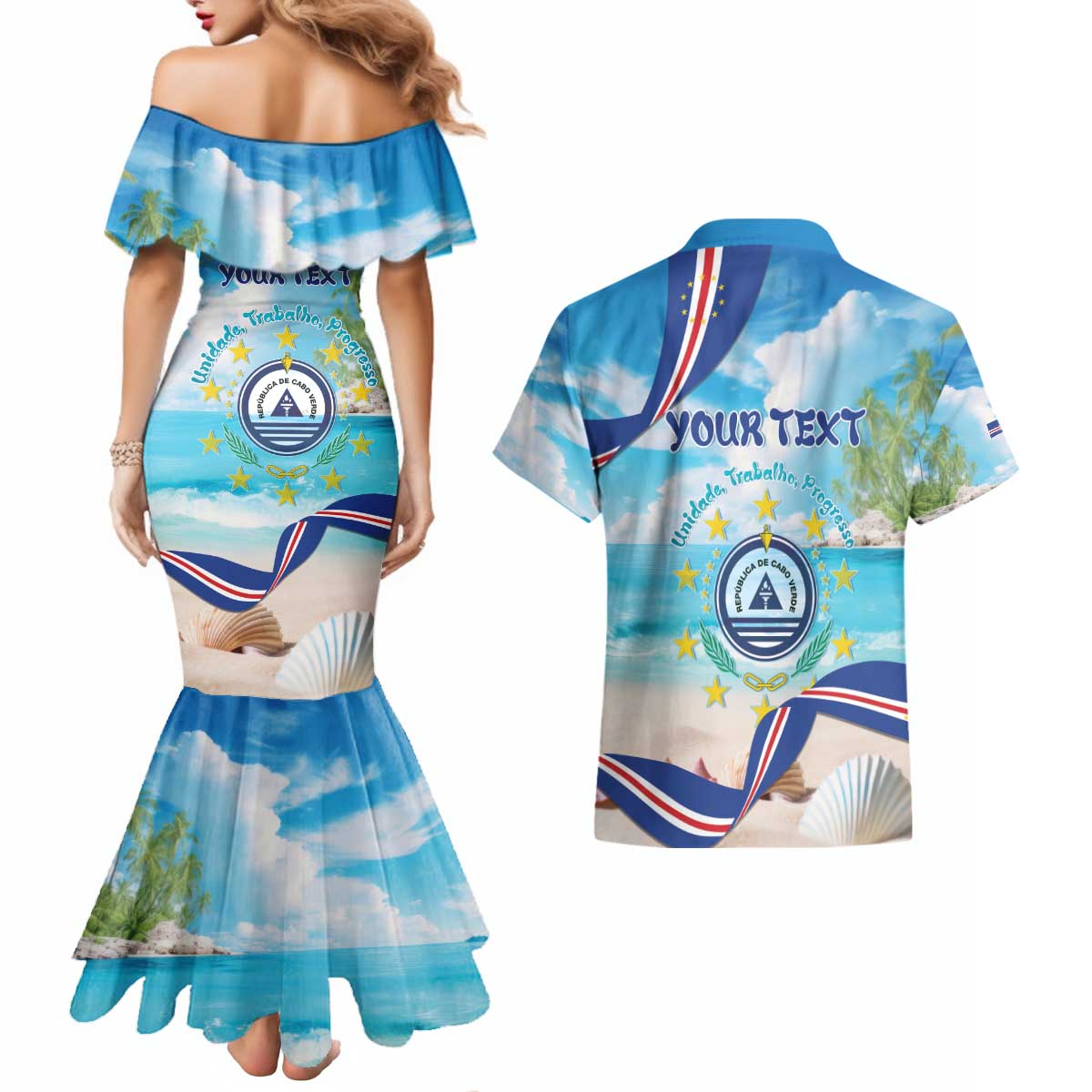 Cape Verde Morabeza Couples Matching Mermaid Dress and Hawaiian Shirt Island Welcome - Wonder Print Shop