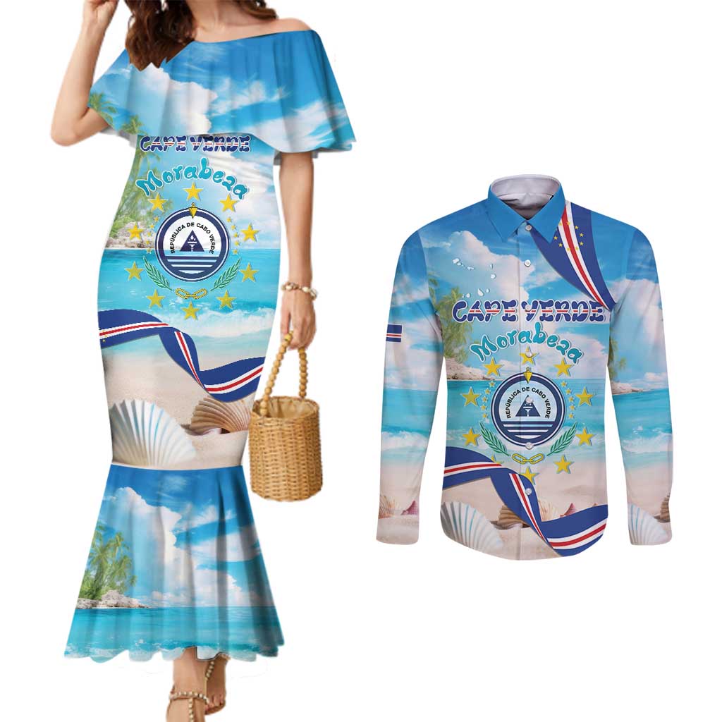 Cape Verde Morabeza Couples Matching Mermaid Dress and Long Sleeve Button Shirt Island Welcome - Wonder Print Shop