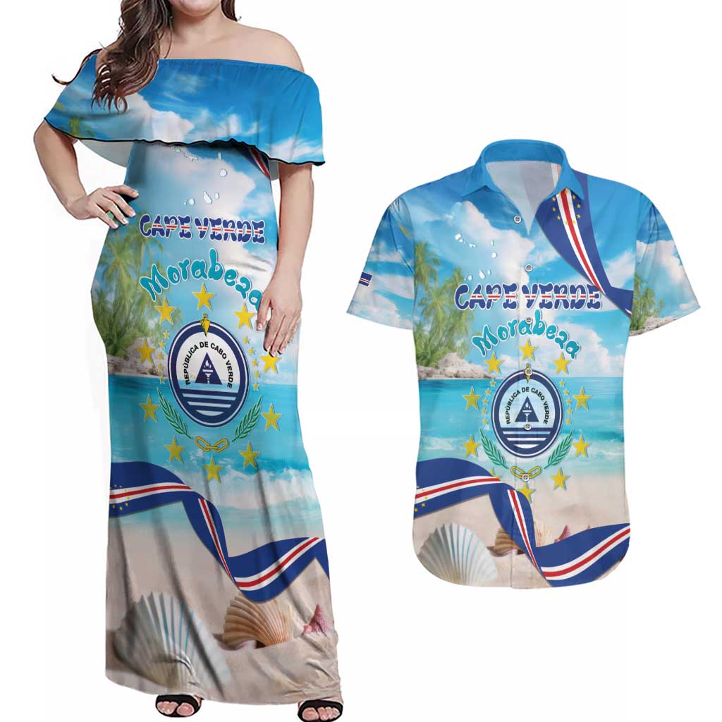 Cape Verde Morabeza Couples Matching Off Shoulder Maxi Dress and Hawaiian Shirt Island Welcome - Wonder Print Shop