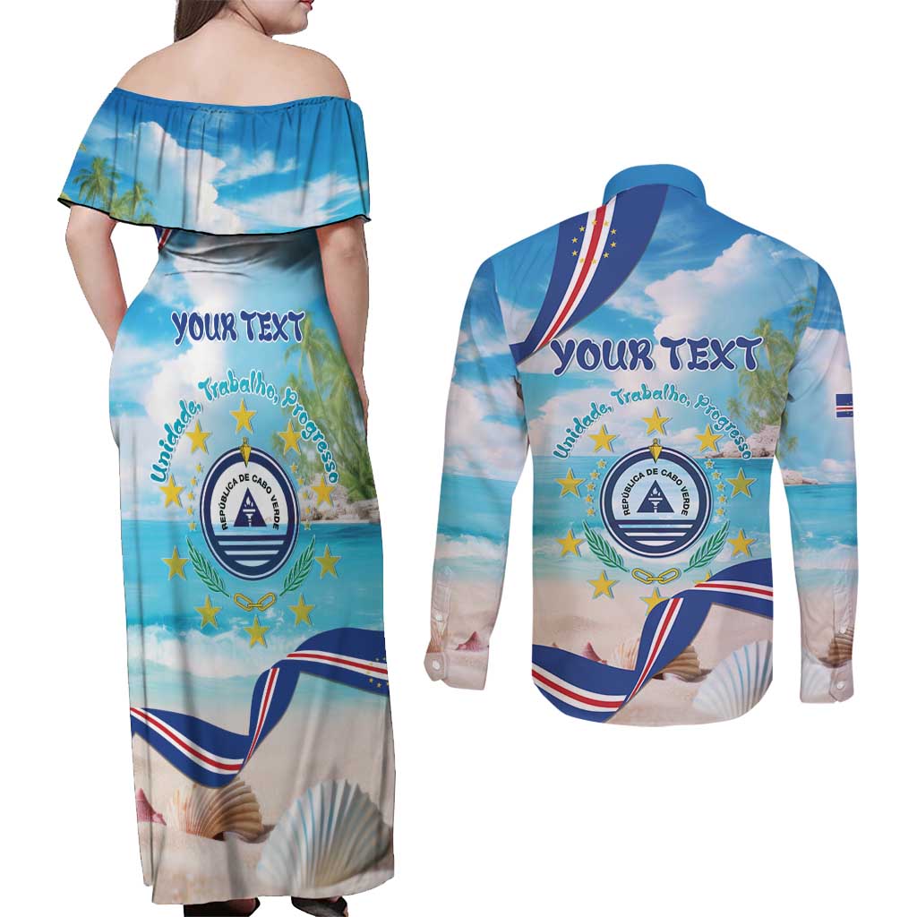 Cape Verde Morabeza Couples Matching Off Shoulder Maxi Dress and Long Sleeve Button Shirt Island Welcome - Wonder Print Shop